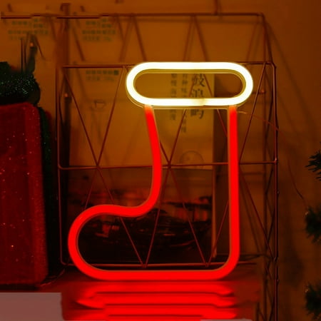 

Zedker Led Lights for Bedroom Handmade Christmas Socks Neon Lights Sculptures Table Curtains Window Decorations Home Decoration Night Lights Chirstmas Light