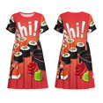thumbnail image 3 of Bixox Robe d'Été à Manches Courtes pour Femmes Robe Ample Longueur Genou avec Poches-Sushi, 3 of 7