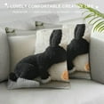 thumbnail image 3 of Happy Easter Bunny Shaped Throw Pillow, Plush Boucle Jumping Rabbit Cushion Sherpa Easter Decorative Pillow for Couch Living Room Bed, Black, 3 of 5