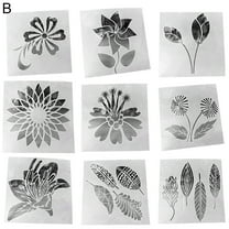 9 Pieces Flower Stencils for Painting On Wood Canvas, Reusable Art Rose Sunflower Bird Leaf Floral Stecil Drawing Template for Paint Nature Design Craft Decor Home Wall