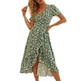 thumbnail image 2 of EIMELI Profonde V-Cou Croisé Dentelle Haut Split Midi Robe Florale Imprimé Manches Courtes Femmes Robe Vêtements Féminins, 2 of 13