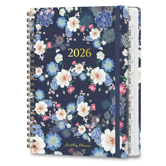 Planificador VALOME 2026 semanal y mensual A5 azul floral