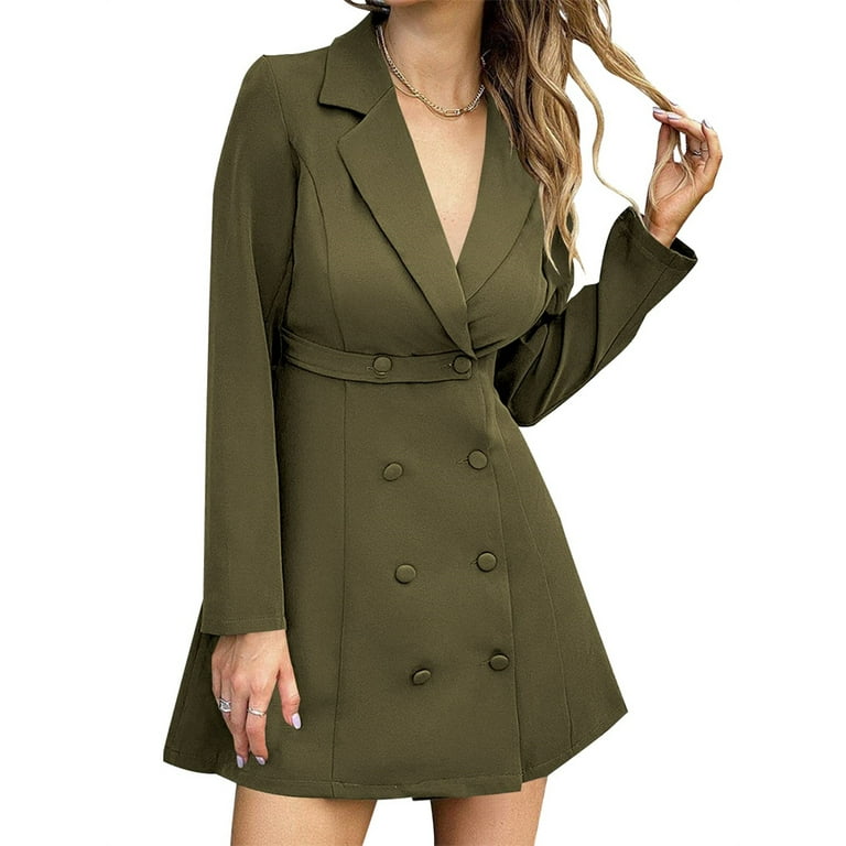 V neck double breasted blazer cheap dress