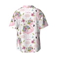 thumbnail image 4 of Goofa Flamingo And Flowers Printed Men's Casual Short-sleeved Shirt,Lightweight Breathable Button-down,Summer Casual men's top,Versatile Fashion shirt-Large, 4 of 7