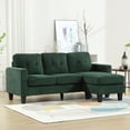 thumbnail image 3 of PORKISS Sectional Sofa with Ottoman, Velvet Fabric Sectional Couch, 3 Seat L Shaped Sofa for Apartment, Green, 3 of 12