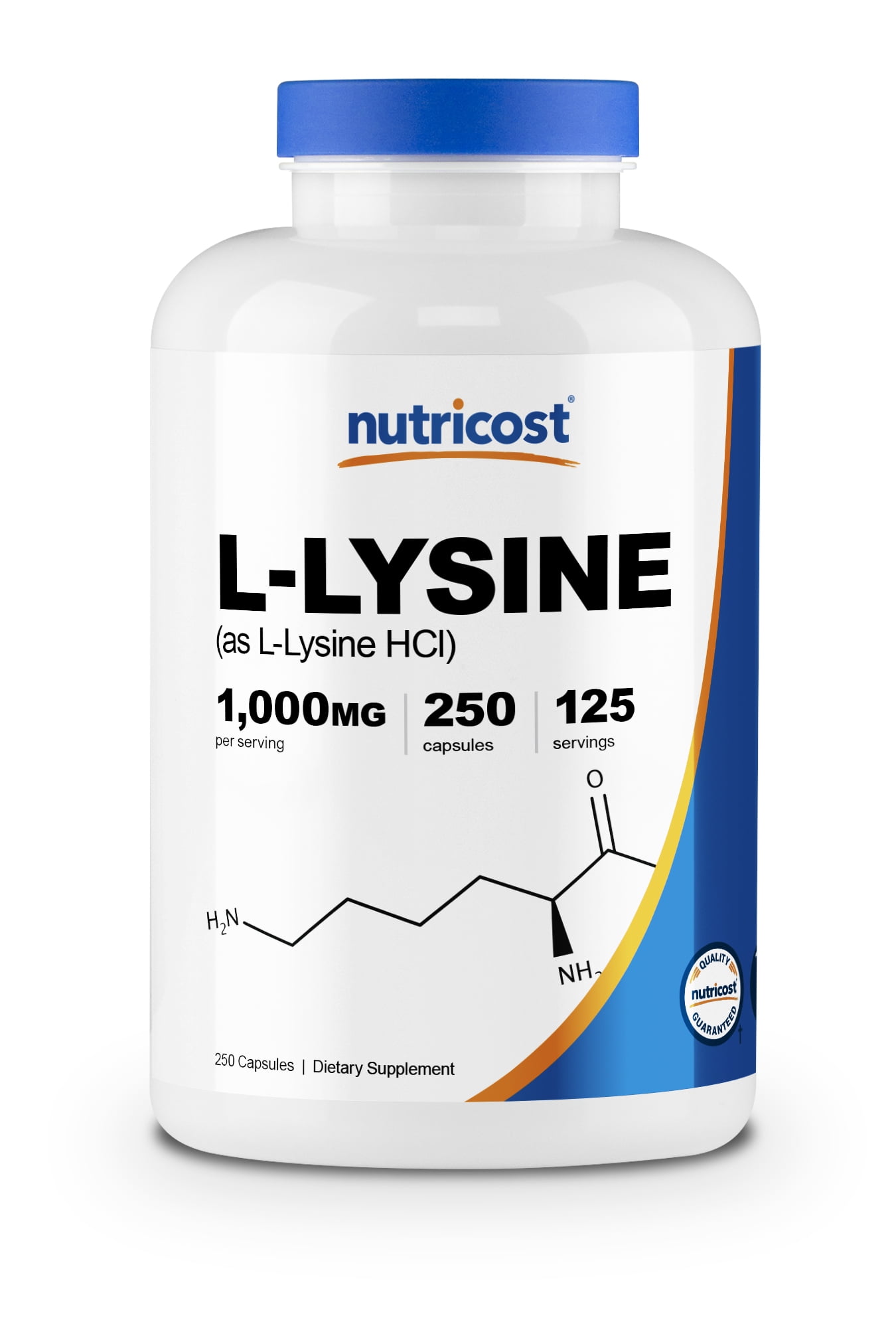 Nutricost LLysine 1000mg, 250 Capsules 500mg Per Cap, Gluten Free