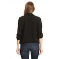 thumbnail image 5 of Women's Fitted Waist Length Jacket Open Front Draped Neck Ruched Sleeves, 5 of 6
