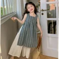 thumbnail image 4 of Conjunto de verano para niñas, camisa a cuadros, pantalones de pierna ancha, conjunto de 2 piezas, Top y pantalones a cuadros de estilo coreano, Combo para niños, 4 of 5