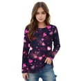 thumbnail image 2 of Meichang Girls Valentine's Day Blouses Long Sleeve Crew Neck Tops Heart Print Holiday Shirts, 2 of 8