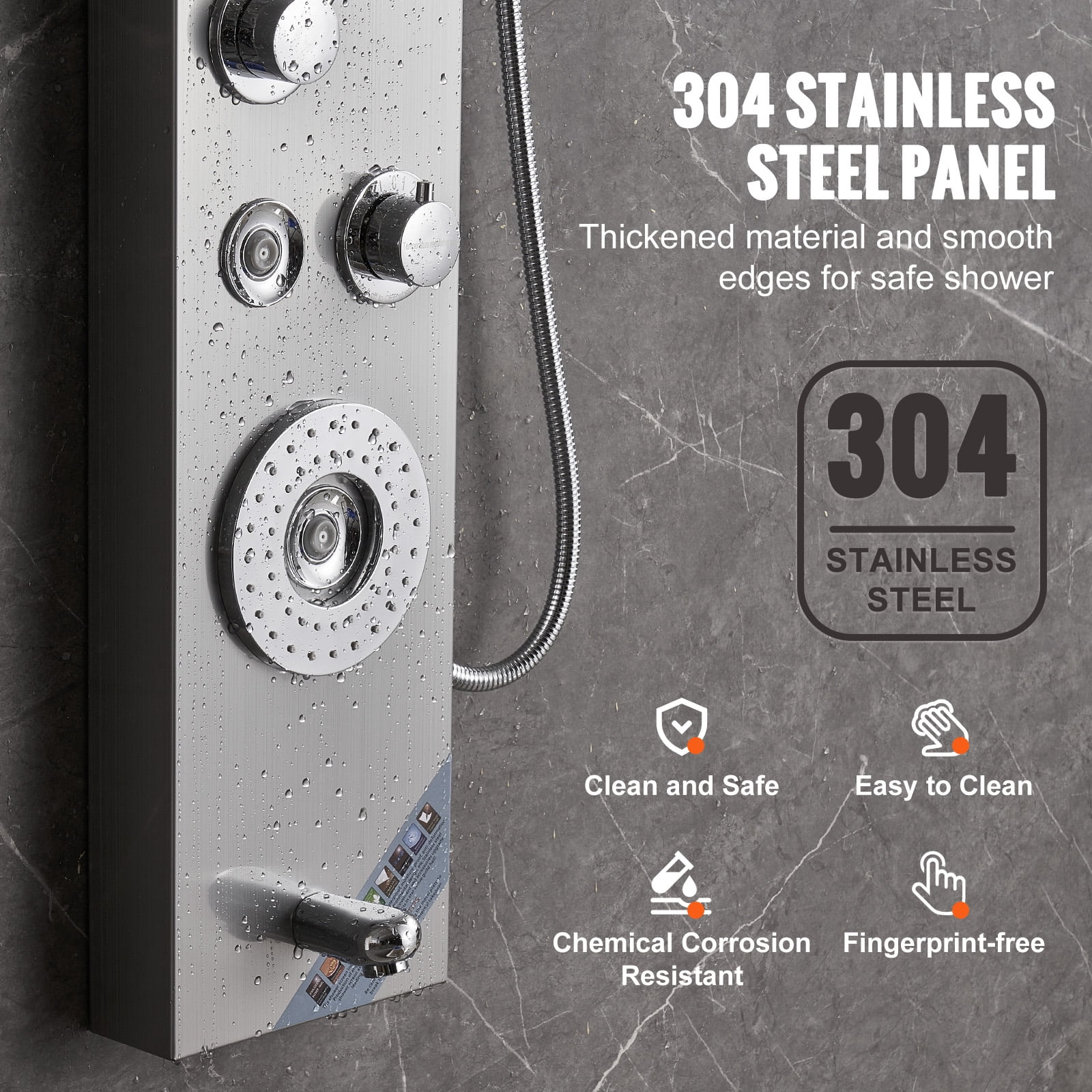 KFFKFF Panel Shower Tower System Stainless Steel 6 Mode LED and Rain Display