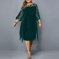 thumbnail image 3 of Plus Size Women Midi Dress Hollow Out Casual Cocktail Dress For Summer Autumn, 3 of 5