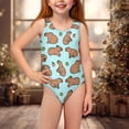 thumbnail image 4 of Yuyamidu Capybara Girl Swimsuit One Piece Bathing Suit with Cross Strap Design Quick Dry Swimwear Full Coverage Beach Swimwear for Girls Ages 5-14, 4 of 7