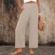 thumbnail image 1 of Pincandy Women's Summer Solid Color Loose Straight Leg Pants with Pockets & Ruffle Details, High Waist Elastic Waistband, Seaside & Daily Wear, 1 of 7