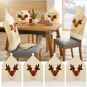 Boxing Day Deals Snorda Christmas Decorations 4PC Deer Hat Chair Covers Christmas Decor Dinner Chair Xmas Cap Sets - image 2 of 8