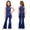 Navy Blue, variant on Girls Sparkly Latin Jazz Dance Bodysuit Wide Leg Jumpsuit Party Bell-Bottom Pants Romper Overalls Navy Blue 6