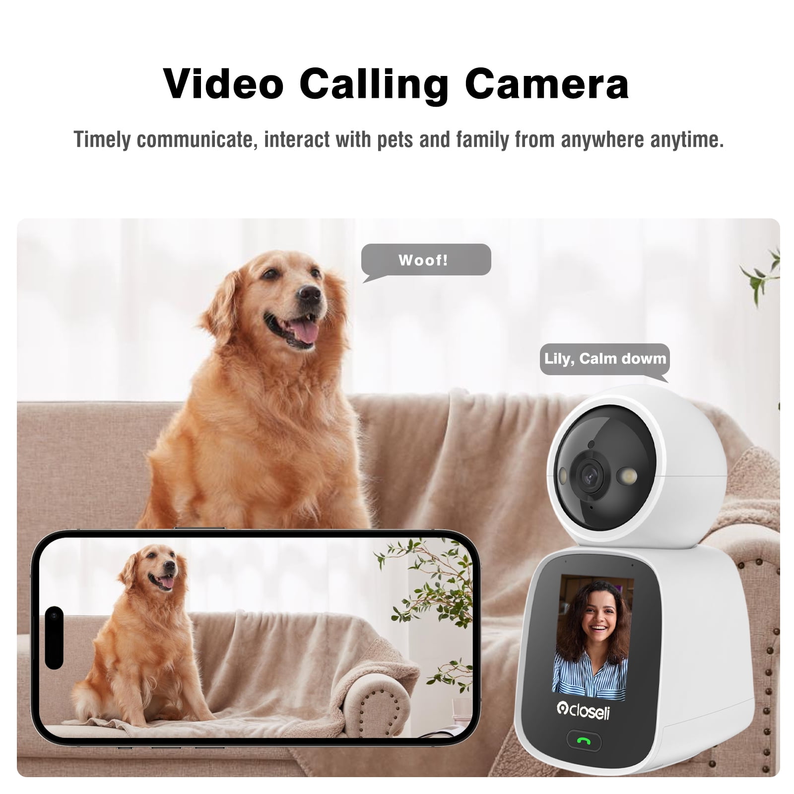 5MP Home Indoor WiFi Security Camera,Closeli CL200 Two-Way Talk Pet Camera with Night Vision AI Motion/Human/Sound Detection.