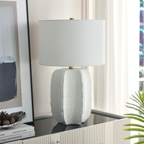 Turbida 24" Tall Table Lamp with Fabric Shade in Matte White/Brass/White