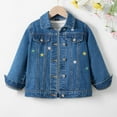 thumbnail image 2 of oqasdz Girls Jackets Fashion New Turn Down Collar Long Sleeve Embroidery Denim Outerwear Stylish Top Coat Outwear Size 5 Y-6 Y, 2 of 4