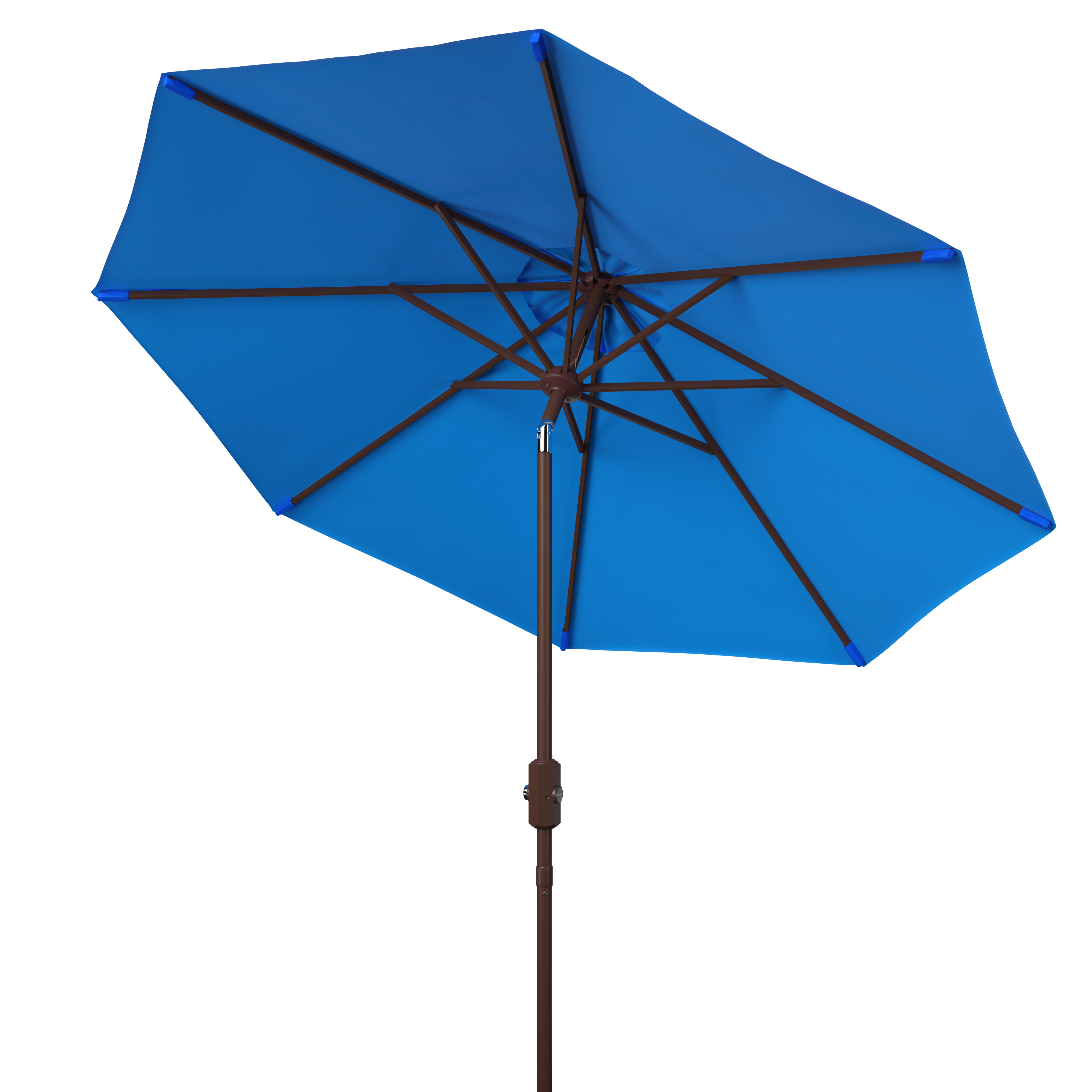 SAFAVIEH Ortega 9' Market Crank Auto Tilt Patio Umbrella, Pacific Blue
