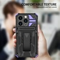 thumbnail image 5 of Compatible with iPhone 16 Pro Back Case, 360 Rotating Removable Belt Clip & Hidden Kickstand & Hard PC + Soft TPU & Anti-fall & Shock Absorption Phone Case for iPhone 16 Pro, Purple, 5 of 10