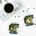 thumbnail image 4 of Rateoe Big bass fish Printed Drink Coasters Set of 4 Leather Coasters Spill Protection for Table Desk,Durable and Non Slip Leather Coaster ,4 Inches Drink Mats-Octagon, 4 of 6
