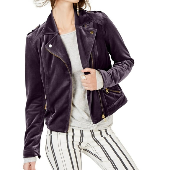 I.N.C Womens Glam Motorcycle Jacket, Purple, X-Small