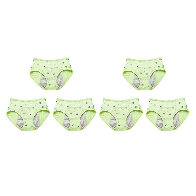 Sonducket Bragas para el período de los niños con estampado encantador de 3 uds., ropa interior menstrual, calzoncillos, lencería a prueba de Type6 NO6