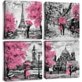 thumbnail image 1 of Paris Eiffel Tower Wall Decor for Girls Bedroom Pink Paris Décor Black and White Bathroom Pictures Wall Art Decor 12x12 4Pcs/Sets Modern Living Room Artwork for Walls Canvas Framed Home Decoration, 1 of 6