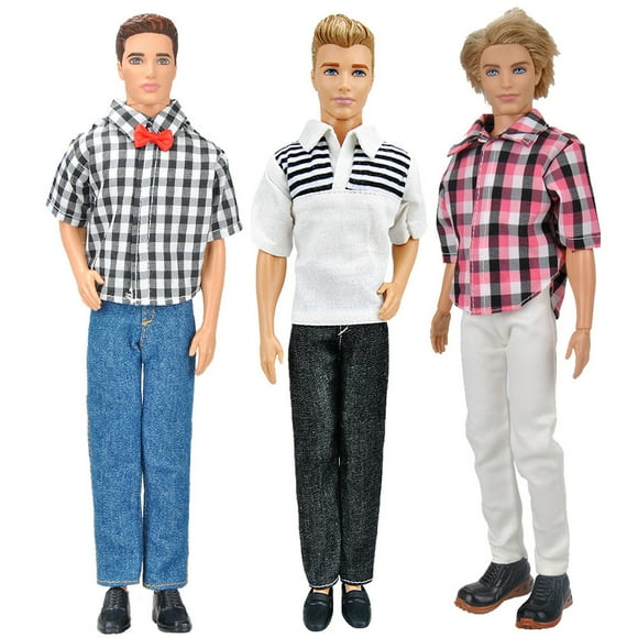 3Pcs Men Outfits Daily Casual Wear Blouse Pant Clothes Set for 32CM Ken Doll Toys Accessories Gifts Color:#1 Height:for 32cm doll