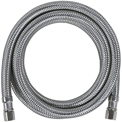 Certified Appliance Accessories Ice Maker Water Line, 5 Feet, PVC Core with Premium Braided Stainless Steel, Silver