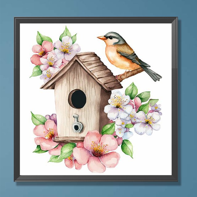 Cuadros Decorativos 5D bricolaje taladro redondo completo diamante pintura pájaro Kit decoración del hogar arte artesanía(3) Wdftyju embutido en tela