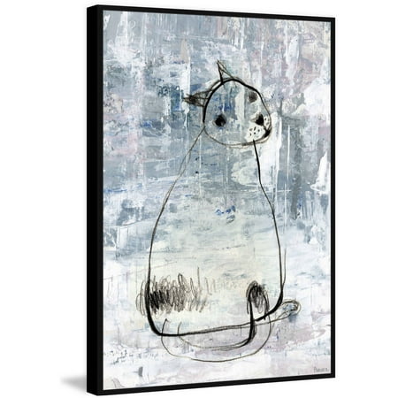 Cat Outline Floater Framed Painting Print on Canvas