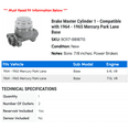 thumbnail image 2 of Brake Master Cylinder 1 - Compatible with 1964 - 1965 Mercury Park Lane Base, 2 of 2