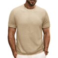 thumbnail image 2 of Men’s Short Sleeve Round Neck Solid Color Knitted Pullover T-Shirt Spring Summer Top, 2 of 8