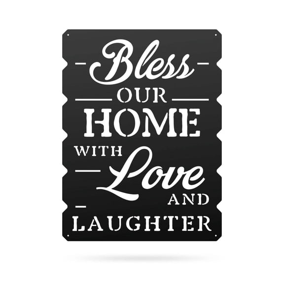 RealSteel Bless Our Home Wall Art - Inspirational Christian Decor (Black)