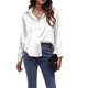 thumbnail image 2 of SAYOO, camisa de manga larga de seda satinada para mujer, camisa con cuello en V y botones, camisa informal con solapa de hombros caídos, blusa sedosa para trabajo y oficina SAYOO Ocio, 2 of 3