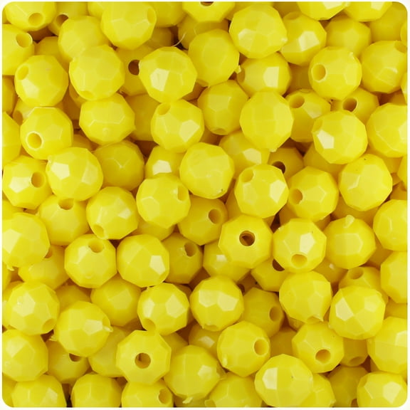 BeadTin Yellow Opaque 8mm Faceted Round Craft Beads (450pcs)