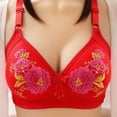 thumbnail image 3 of YeJammarp Women's Wireless Bra Embroidery Floral Minimizer Bras for Women Cozy Breathable Seamless Push Up Bra Casual Bras For Women (44/100BC, Red), 3 of 5