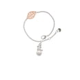 thumbnail image 2 of Delight Jewelry Silvertone Imitation Pearl Snowman - Rose Goldtone Leaf Delicate Bracelet, 6.25+1.75", 2 of 4