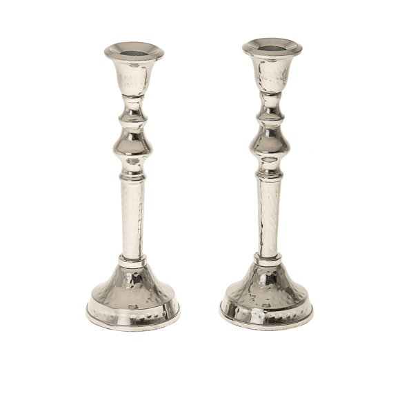 Legacy Judaica Stainless Steel - Hammered - Candle Sticks - Add Elegance to Your Table