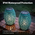 thumbnail image 5 of The Growing Ground 2 Pack Solar Lanterns Outdoor, Hollowed Metal LED Garden Decor Lanterns for Patio Yard Porch, Gifts for Women Mom Grandma, Teal, 5 of 9
