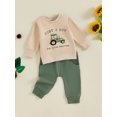 thumbnail image 4 of Elippeo Toddler Boys Fall Outfits 6 12 18 24 Months 3 4 Years Letter Tractor Print Long Sleeve Sweatshirts and Long Pants 2Pcs Clothes Set, 4 of 9