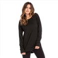 thumbnail image 4 of Sudadera de Mujer de Color Liso con Cuello Redondo, Larga y Abertura Frontal Corta y Trasera Larga Negro M, 4 of 8
