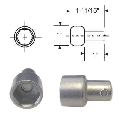 Replacement Hex Ball Adaptor for Skylight and Awning Window Operators, Mill