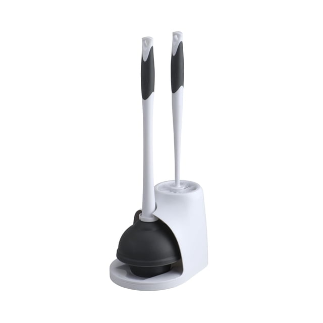 Clorox - Juego combinado de cepillo para polvo para inodoro y émbolo con organizador de almacenamiento, émbolo de inodoro para baño, organizadores y almacenamiento, ac