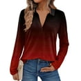 thumbnail image 2 of Women's Fashion Athleisure Solid-Color Long-Sleeve Stand-Collar Polo Shirt Top, Comfortable & Skin-Friendly & Breathable, Gifts for Women, 2 of 5