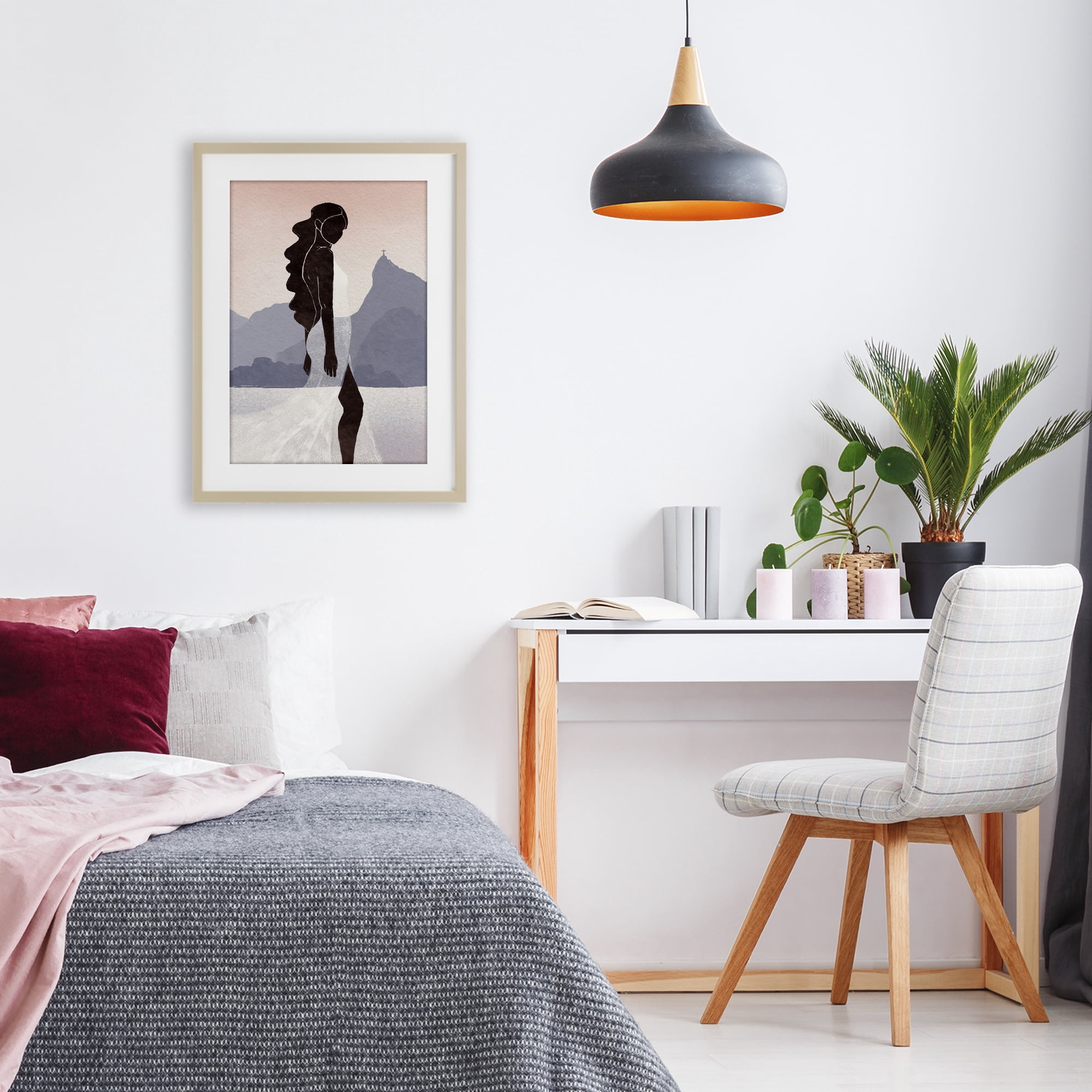 Stupell Industries Garota Silhouette Portrait Birch Framed Print Under Glass, design by Yuyu Pont
