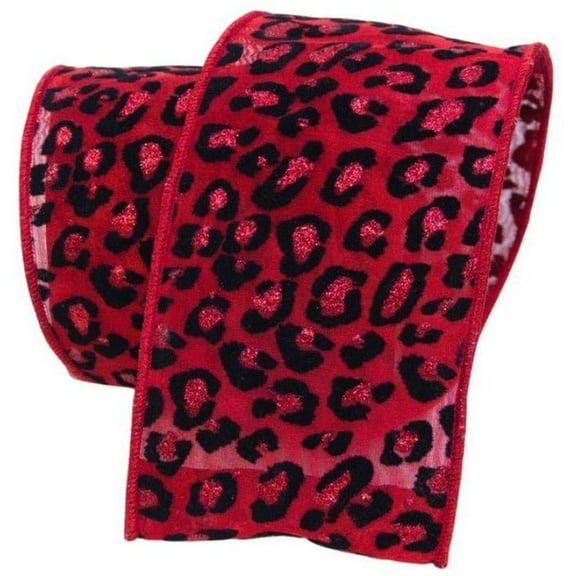 2.5" Metallic Cheetah Ribbon: Red (10 Yards)