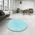 thumbnail image 4 of Ahgly Company Machine Washable Indoor Round Transitional Blue Diamond Blue Area Rugs, 4' Round, 4 of 7