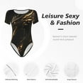 thumbnail image 4 of Vsdgher Black And Gold Fire Dragon Prinr Short Sleeve Body suit for Womens, Sexy Onesie One Piece Round Neck Bodysuit Shapewear Tummy Control-Medium, 4 of 7